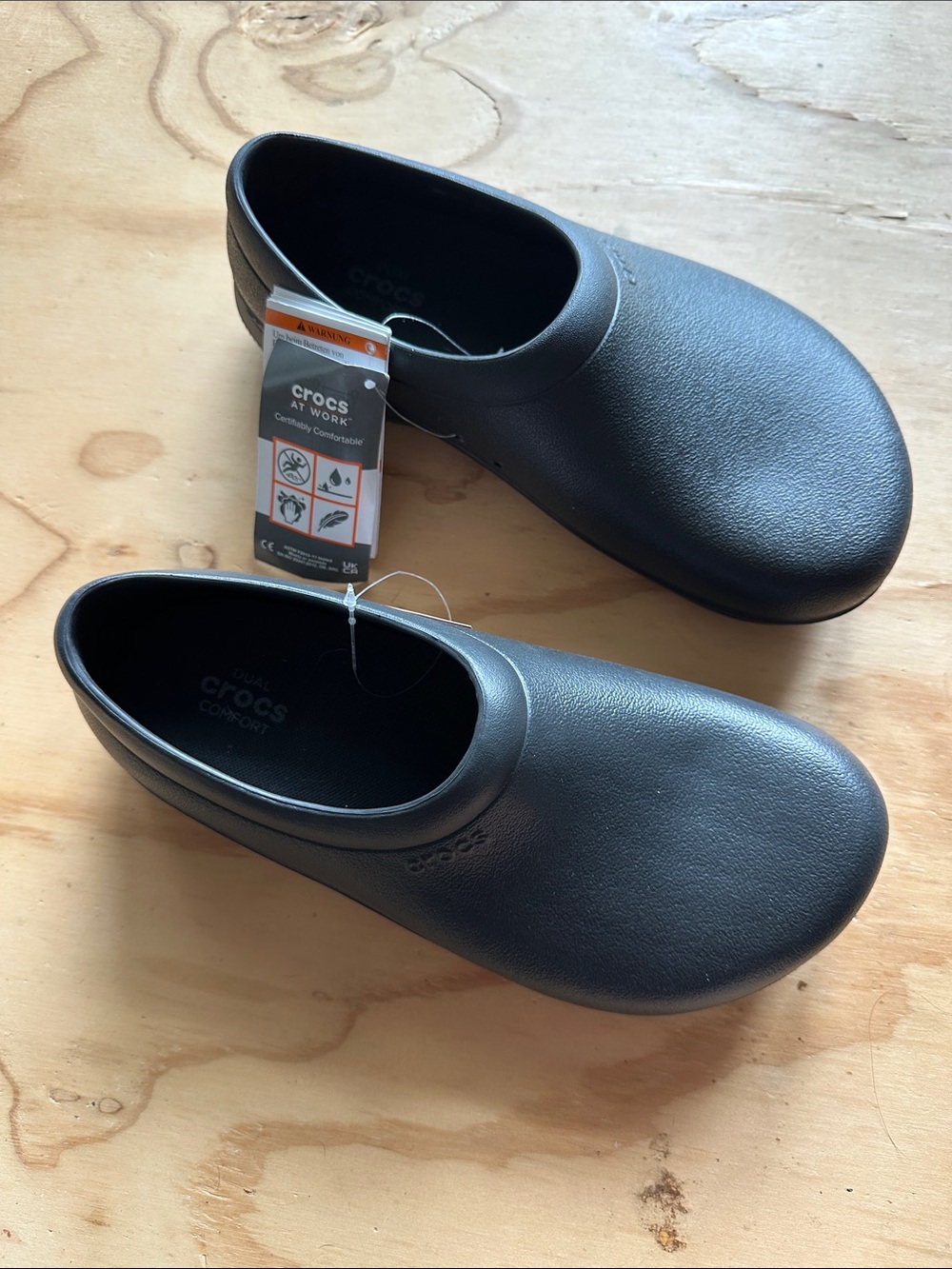 CROCS Black Slip-On At Work Clogs NEW